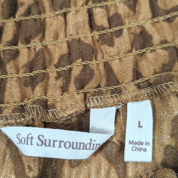 Soft Surroundings Pants Women's Size Large Brown Haya Crop Mocha Leopard - Picture 6 of 7
